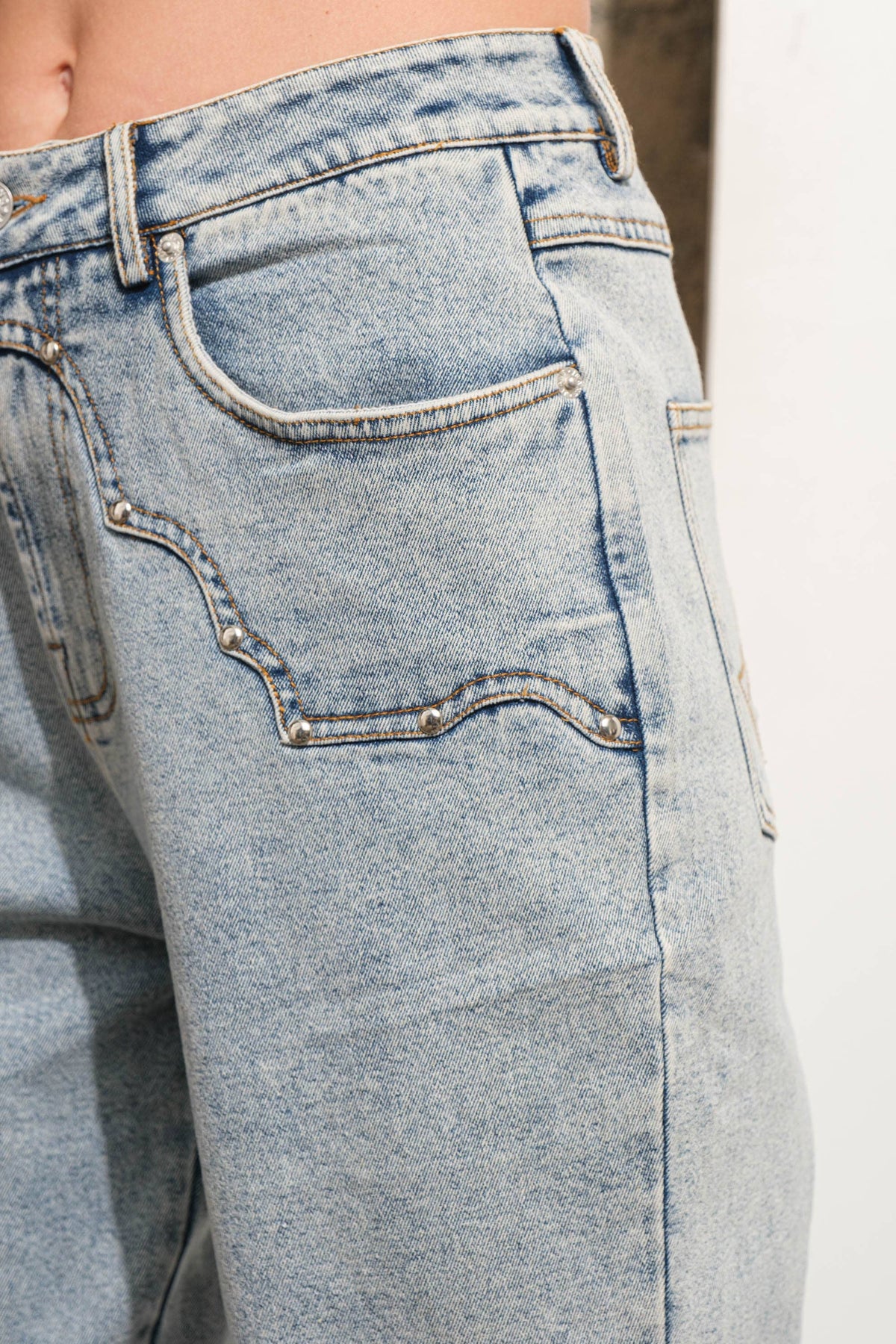 Western Yoke Studded Denim Jeans