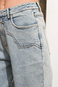Western Yoke Studded Denim Jeans