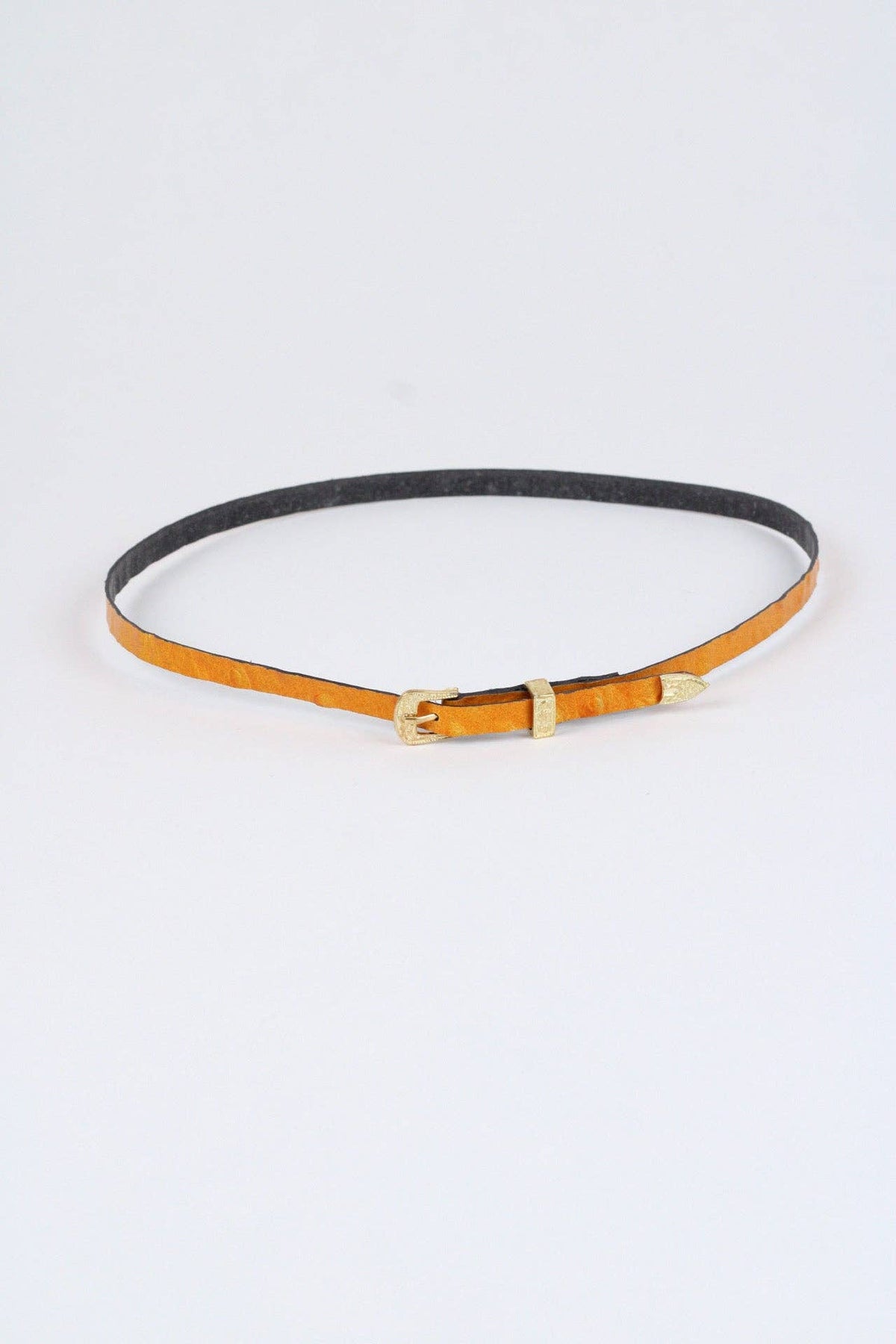 *Ostrich Print Leather Hat Band w/ Buckle