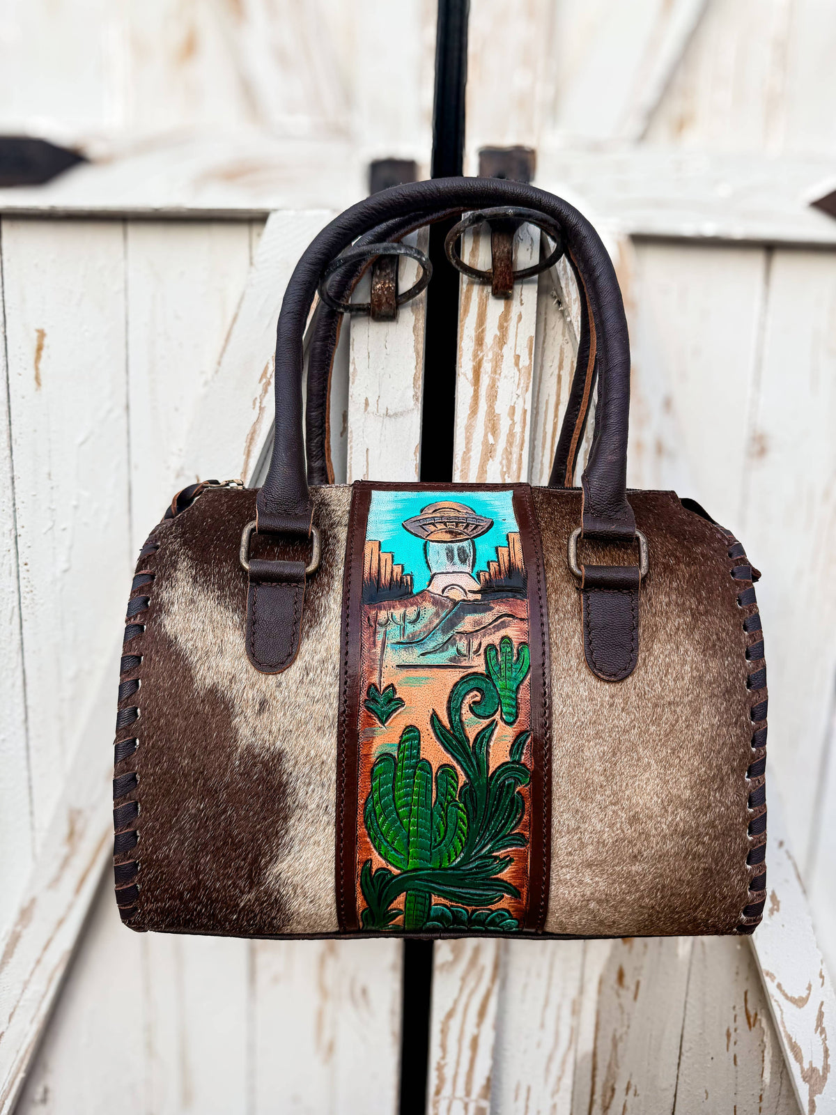 Blurry Skies, Steady Spirit | Western Leather Satchel