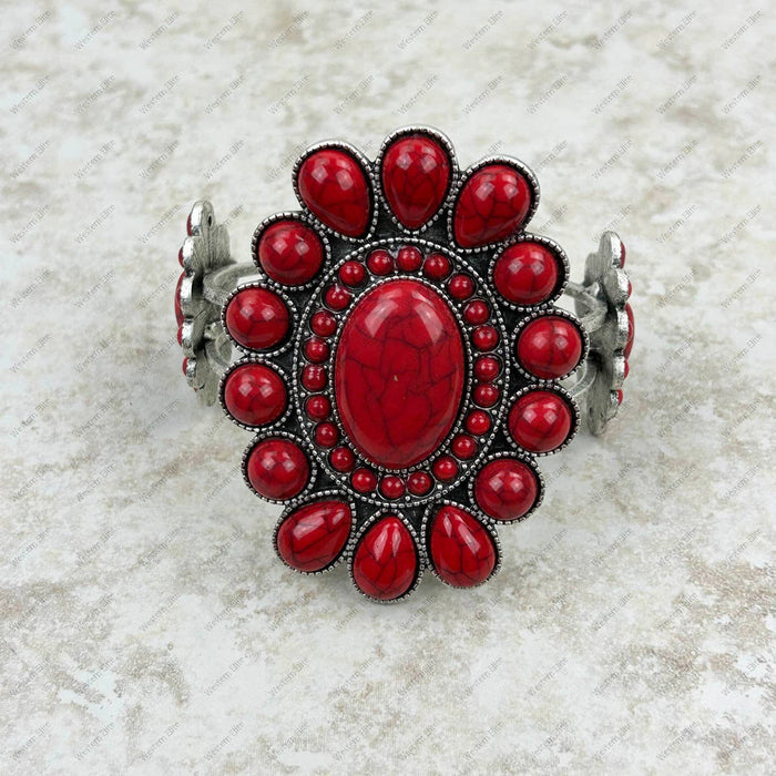 Red Stone Cuff Bracelet