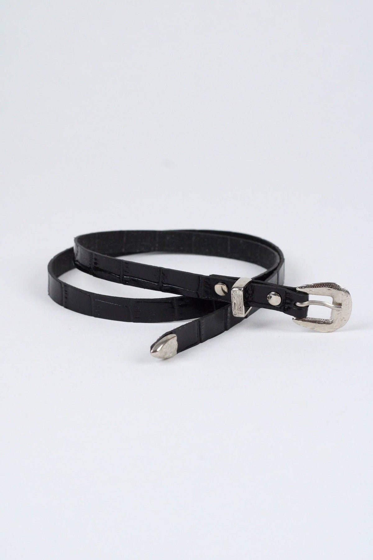 *Crocodile Print Leather Hat Band w/ Buckle Raw