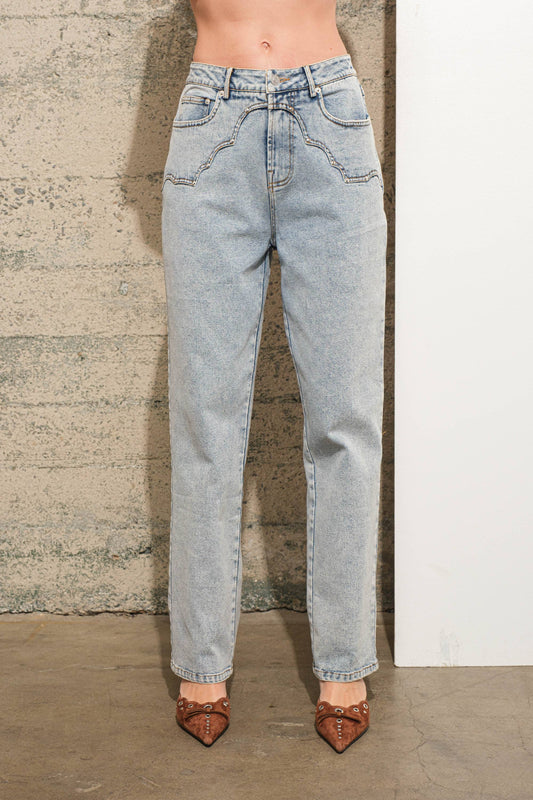 Western Yoke Studded Denim Jeans