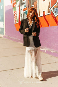 White Lace Ruffle Tiered Maxi Skirt W Lining