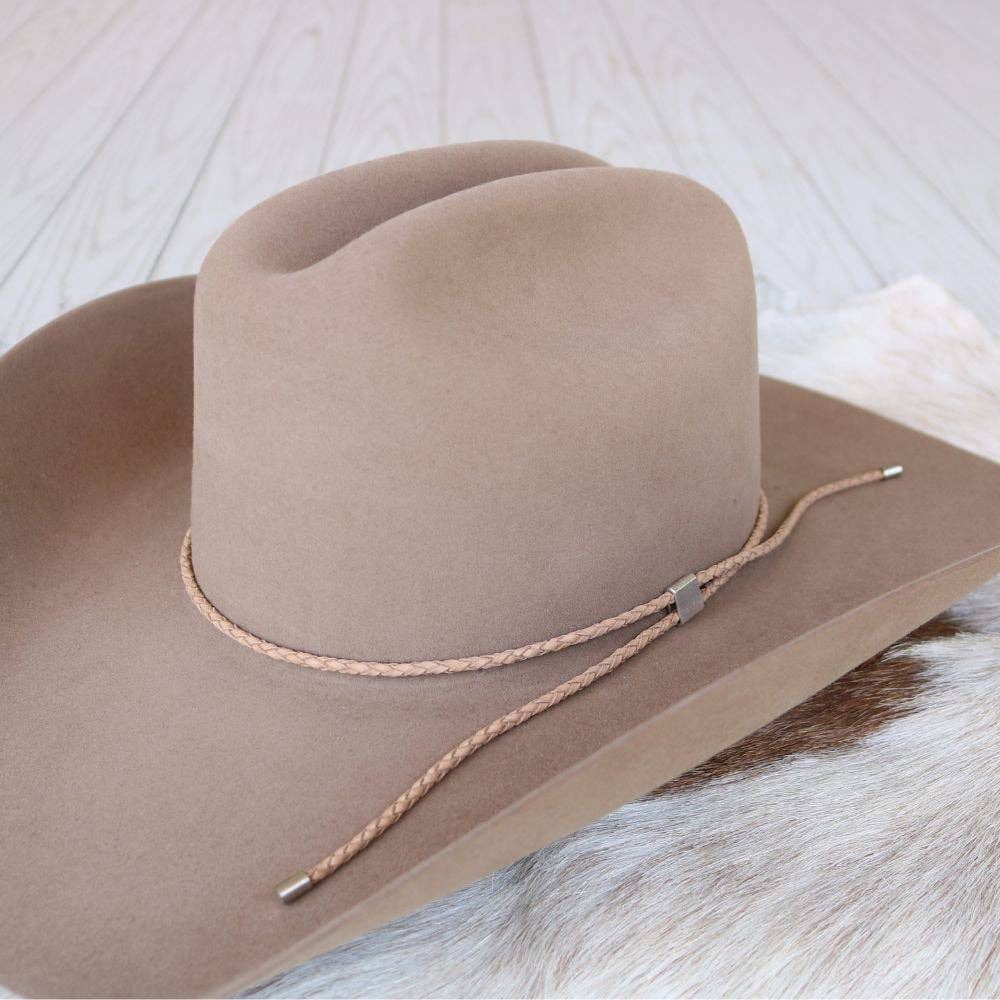 Tan Braided Leather Hat Band