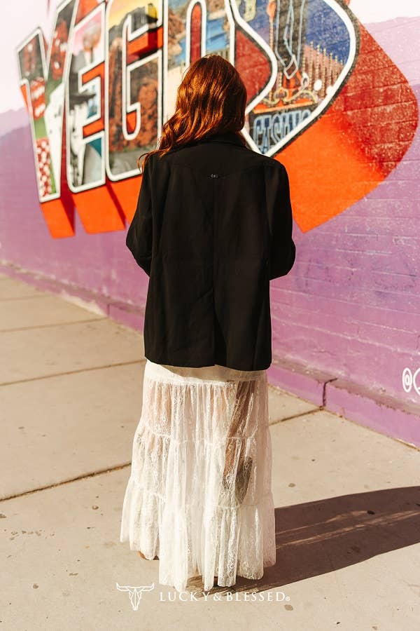 White Lace Ruffle Tiered Maxi Skirt W Lining