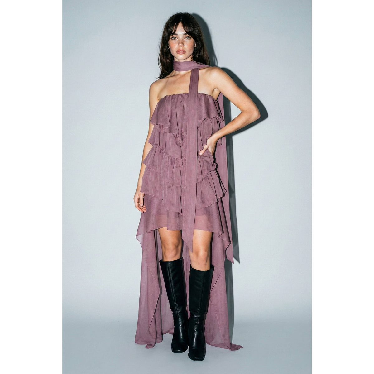 Tiered Ruffle High-Low Dress