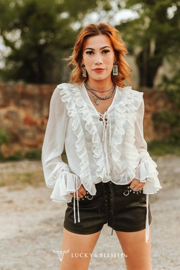 Brown Faux Leather Lace-Up Studded Shorts