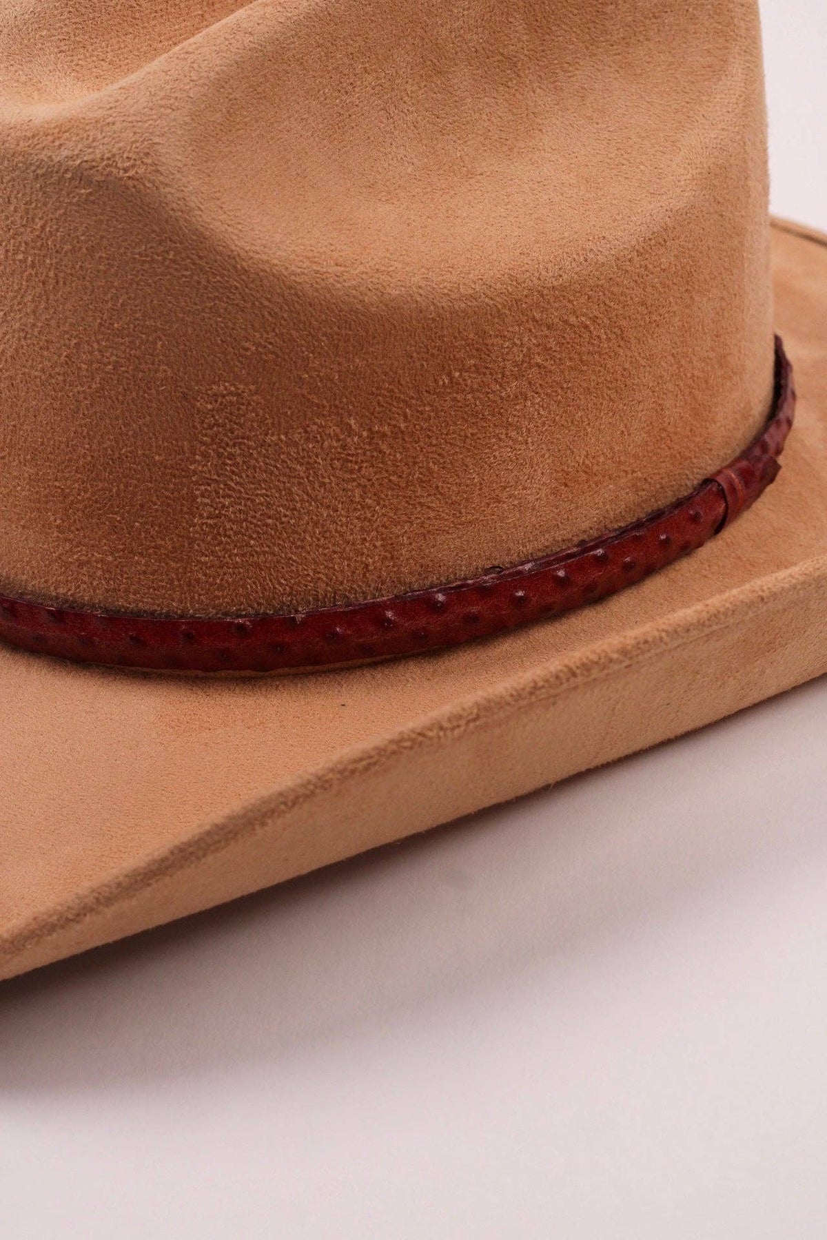 Leather Ostrich Hat Band  / Falu Red