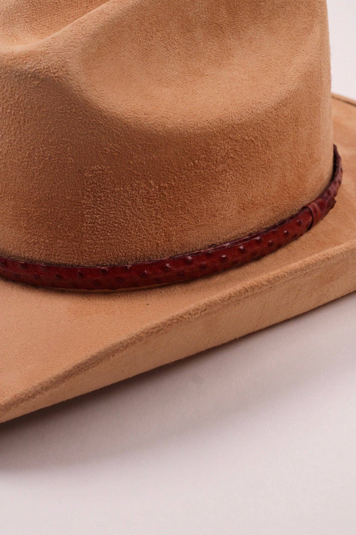 Leather Ostrich Hat Band  / Falu Red