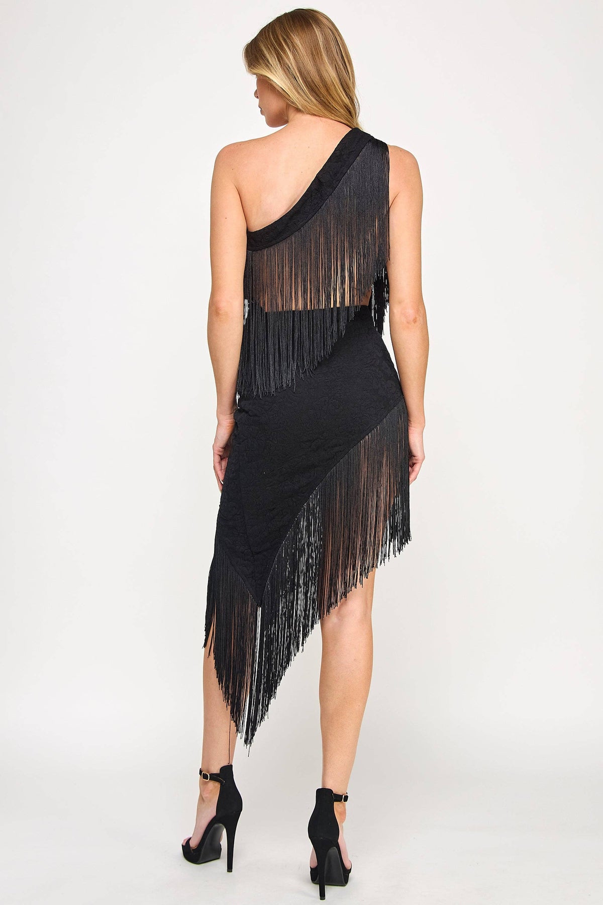 Mave Mini Dress - Crochet One Shoulder Fringe Lace