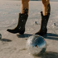 All Weather Rubber Cowboy Boots- Midnight Black