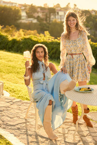 Tencel Denim Smocked Drop-Waist Maxi Skirt