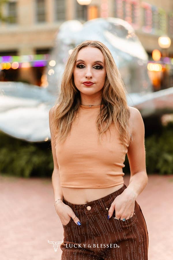 Camel Sleeveless Crop Top