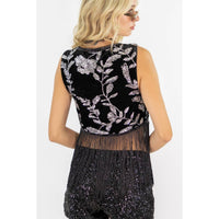KYRA SEQUIN VELVET FRINGE VEST