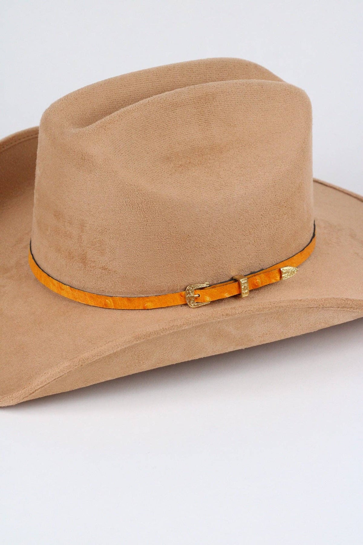*Ostrich Print Leather Hat Band w/ Buckle