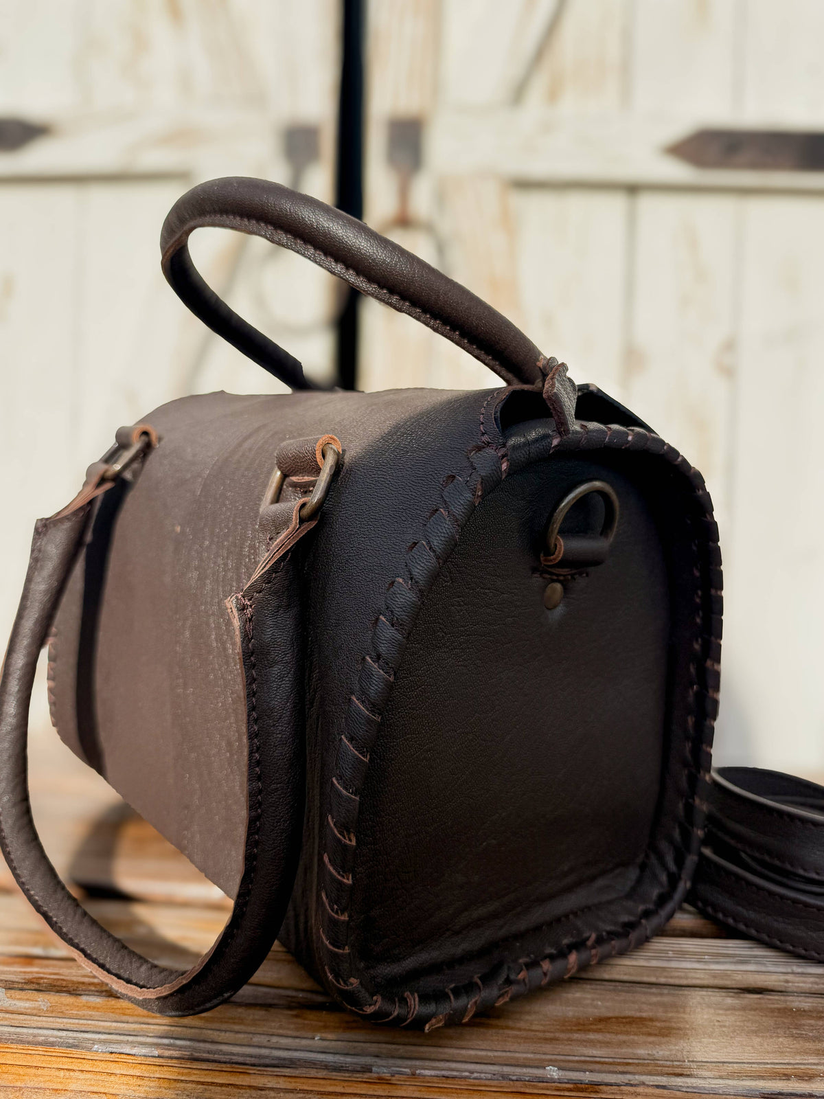 Desert Mirage Tooled Leather Speedy Bag | Hand Painted Western Satchel & Crossbody
