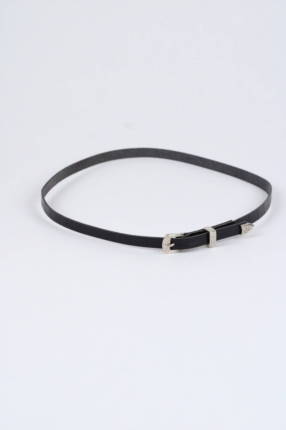 Crocodile Print Leather Hat Band w/ Buckle