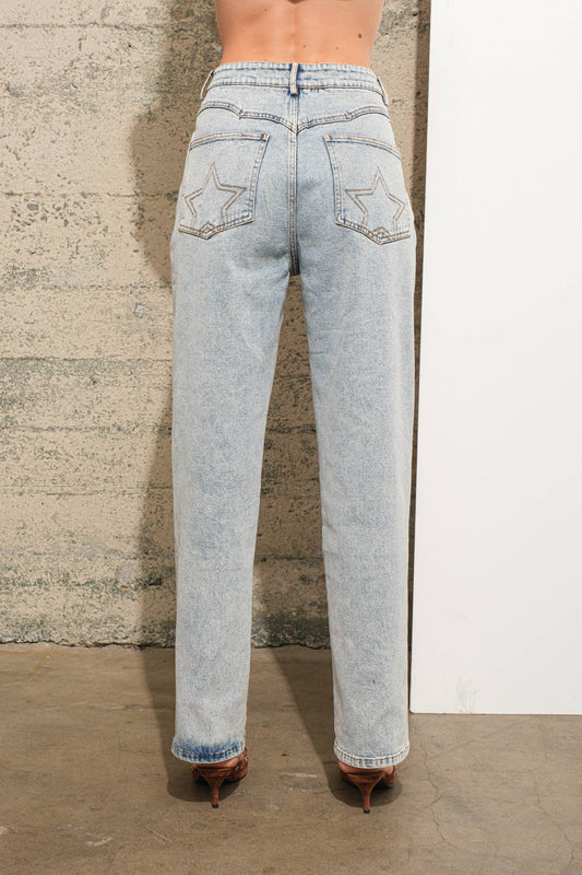 Western Yoke Studded Denim Jeans