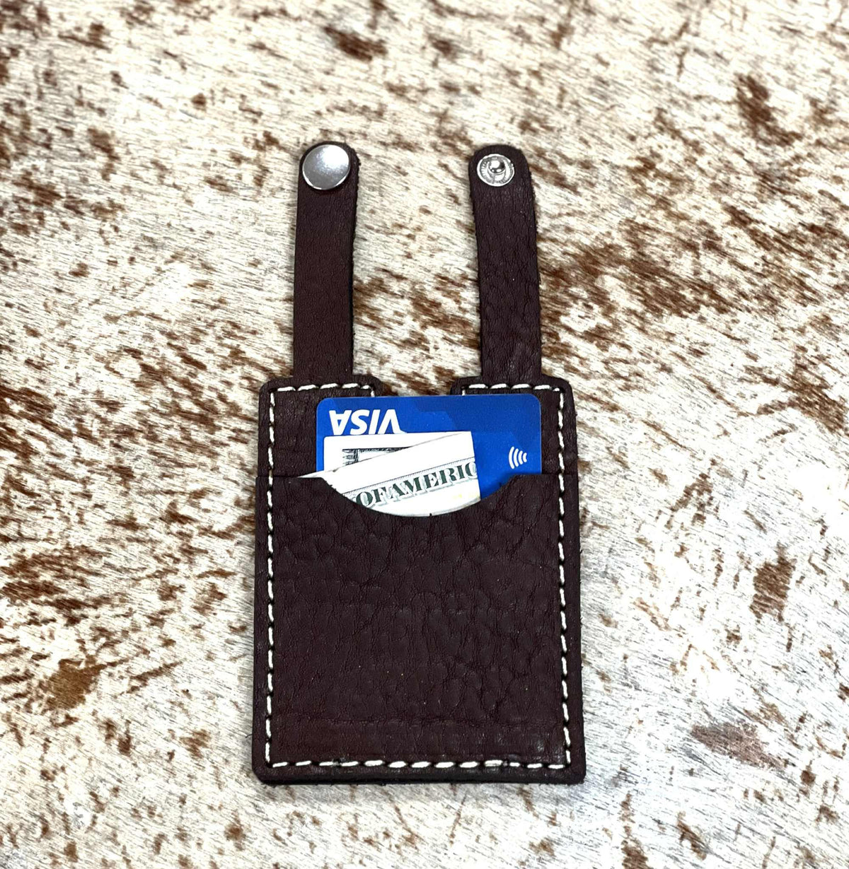 Leather Boot Wallet With Snap Strap