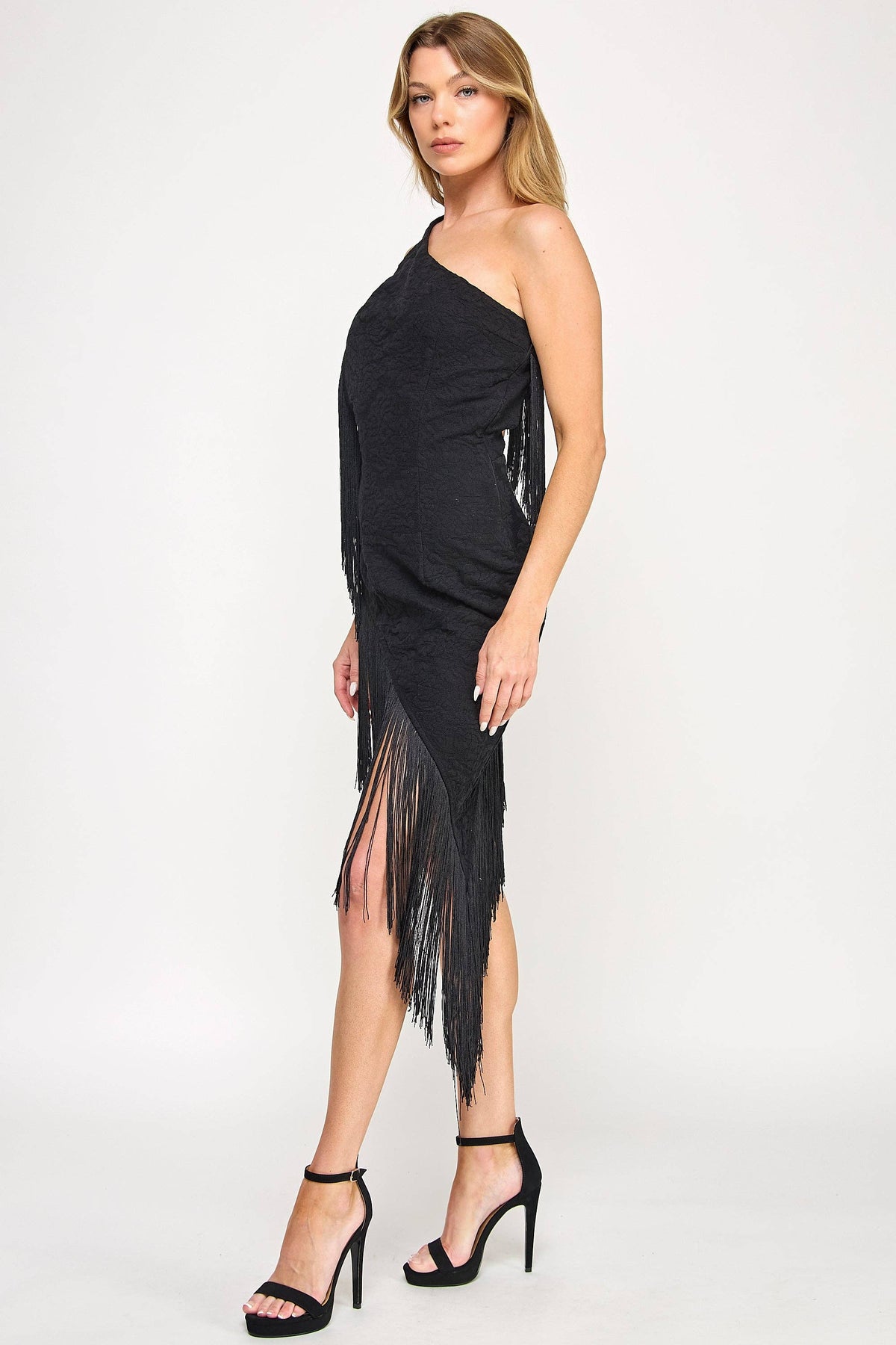 Mave Mini Dress - Crochet One Shoulder Fringe Lace