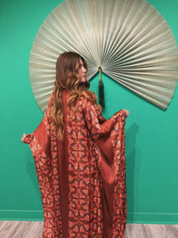 LONDON BRONZE GARDEN - LONG KAFTAN-SATIN
