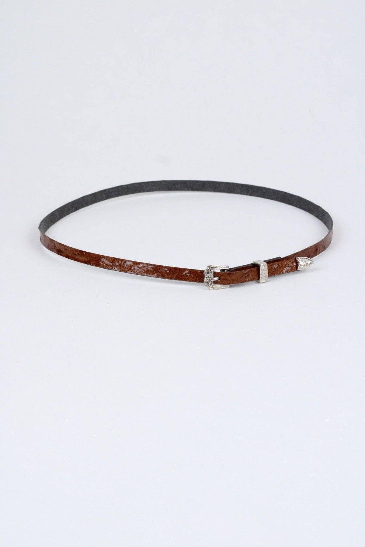 *Ostrich Print Leather Hat Band w/ Buckle