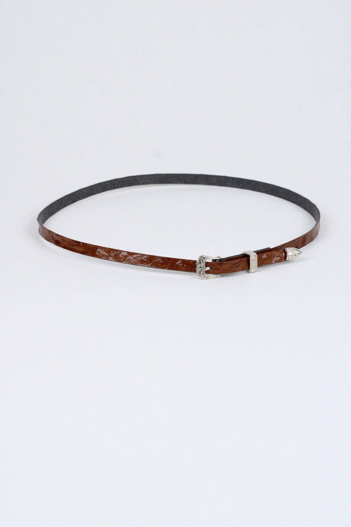 *Ostrich Print Leather Hat Band w/ Buckle