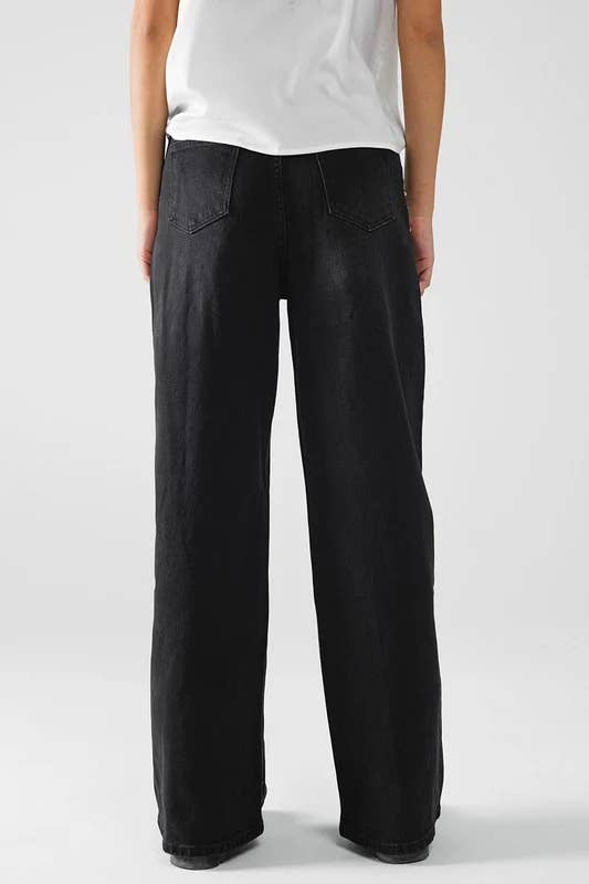 Studded Straight Wide-Leg Jeans