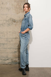 Western Yoke Pocket Denim Jumpsuit