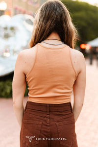 Camel Sleeveless Crop Top