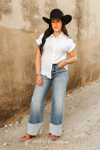 MidWash HighRise Cuffed Trouser Jeans