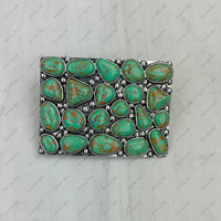 Green Turquoise Rectangle Belt Buckle