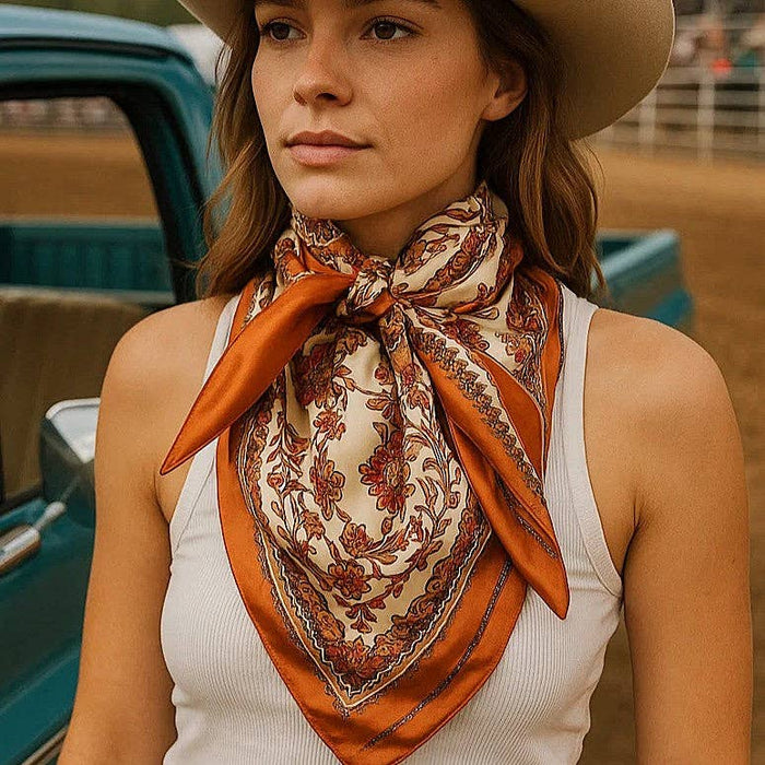 Burnt Orange & Tan Wild Rag - Western Scarf