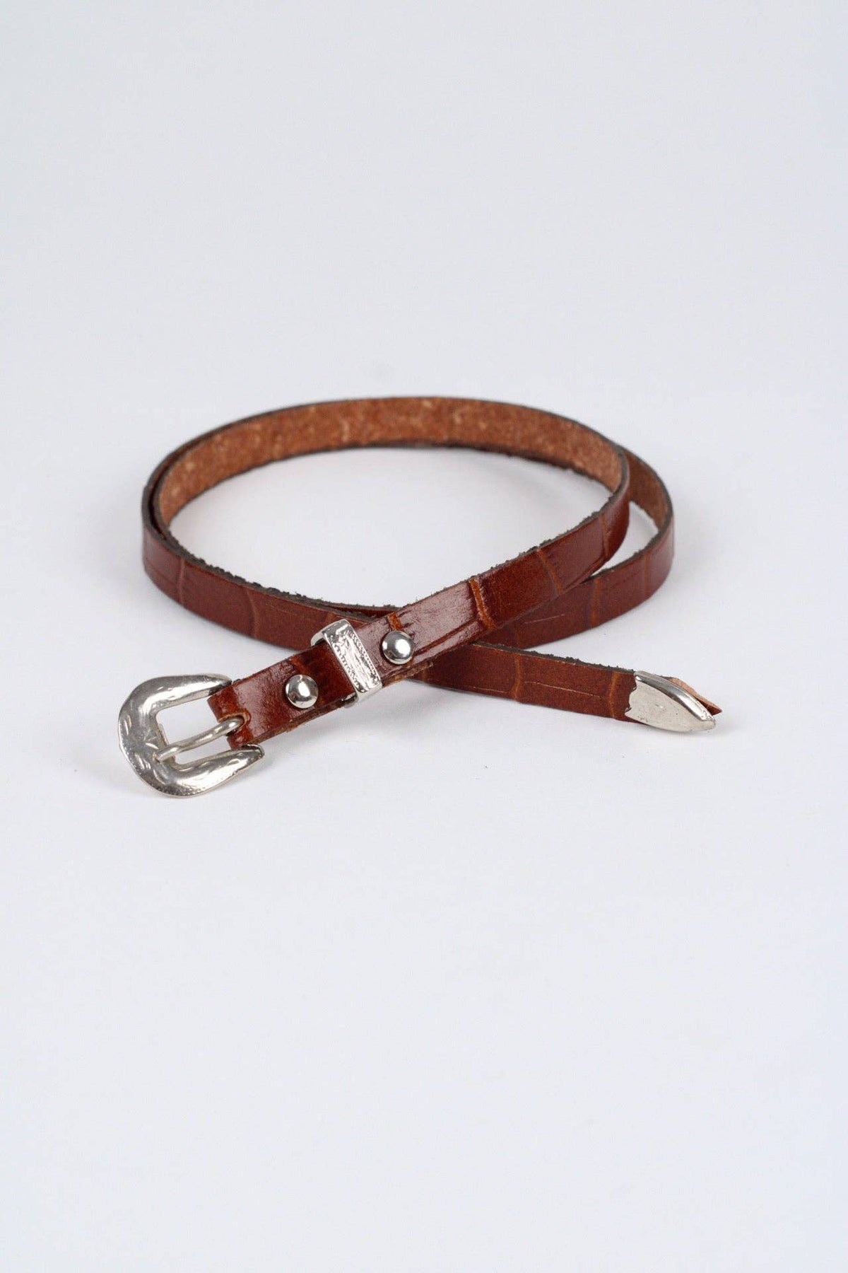 *Crocodile Print Leather Hat Band w/ Buckle Raw