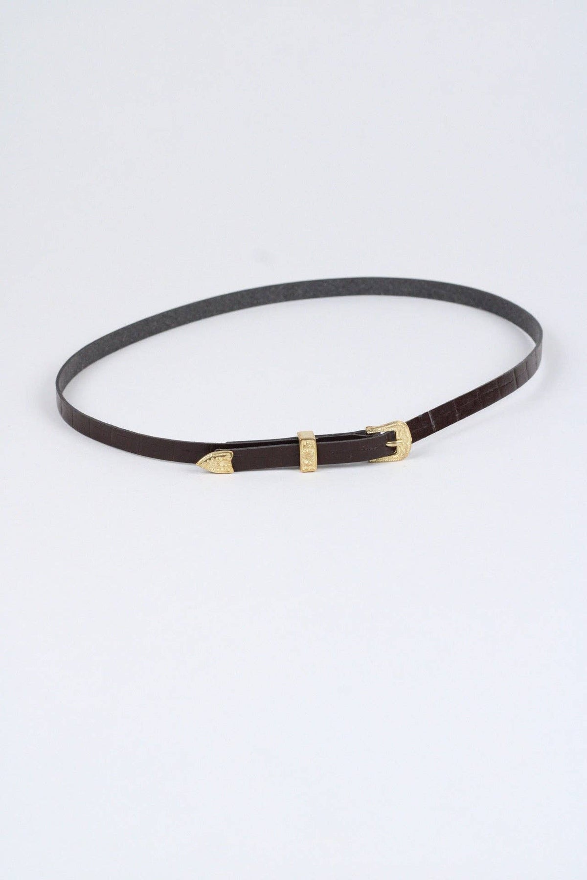 Crocodile Print Leather Hat Band w/ Buckle