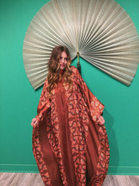 LONDON BRONZE GARDEN - LONG KAFTAN-SATIN