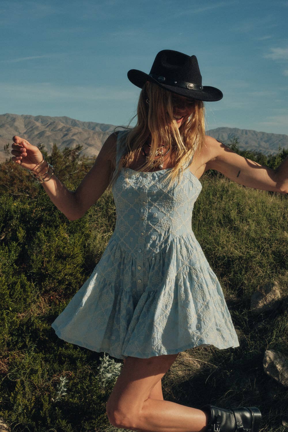 Floral-Embroidered Tiered-Ruffle Corset Romper