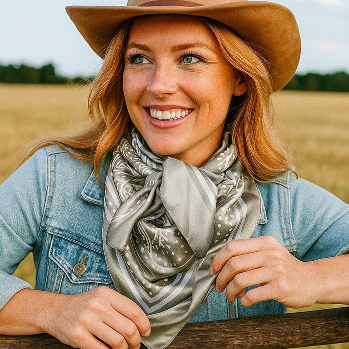 Sage Floral Paisley Wild Rag - Western Scarf
