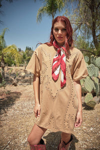 Studded Western T-Shirt Dress