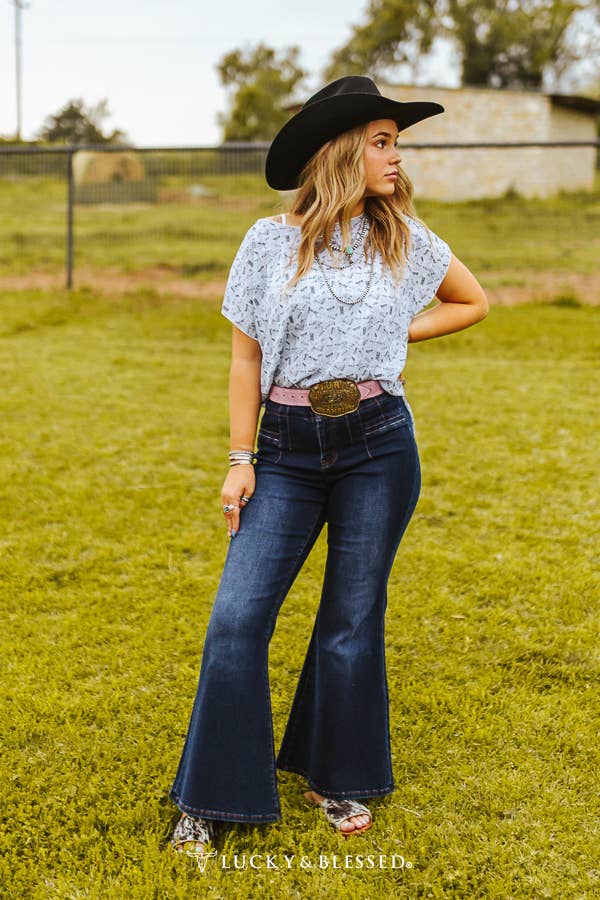 Dark Wash Tummy Control High Rise Flare Jeans