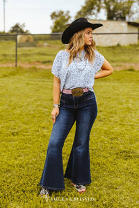 Dark Wash Tummy Control High Rise Flare Jeans