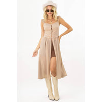 SONORA CHIFFON BUTTON OPEN LONG TANK
