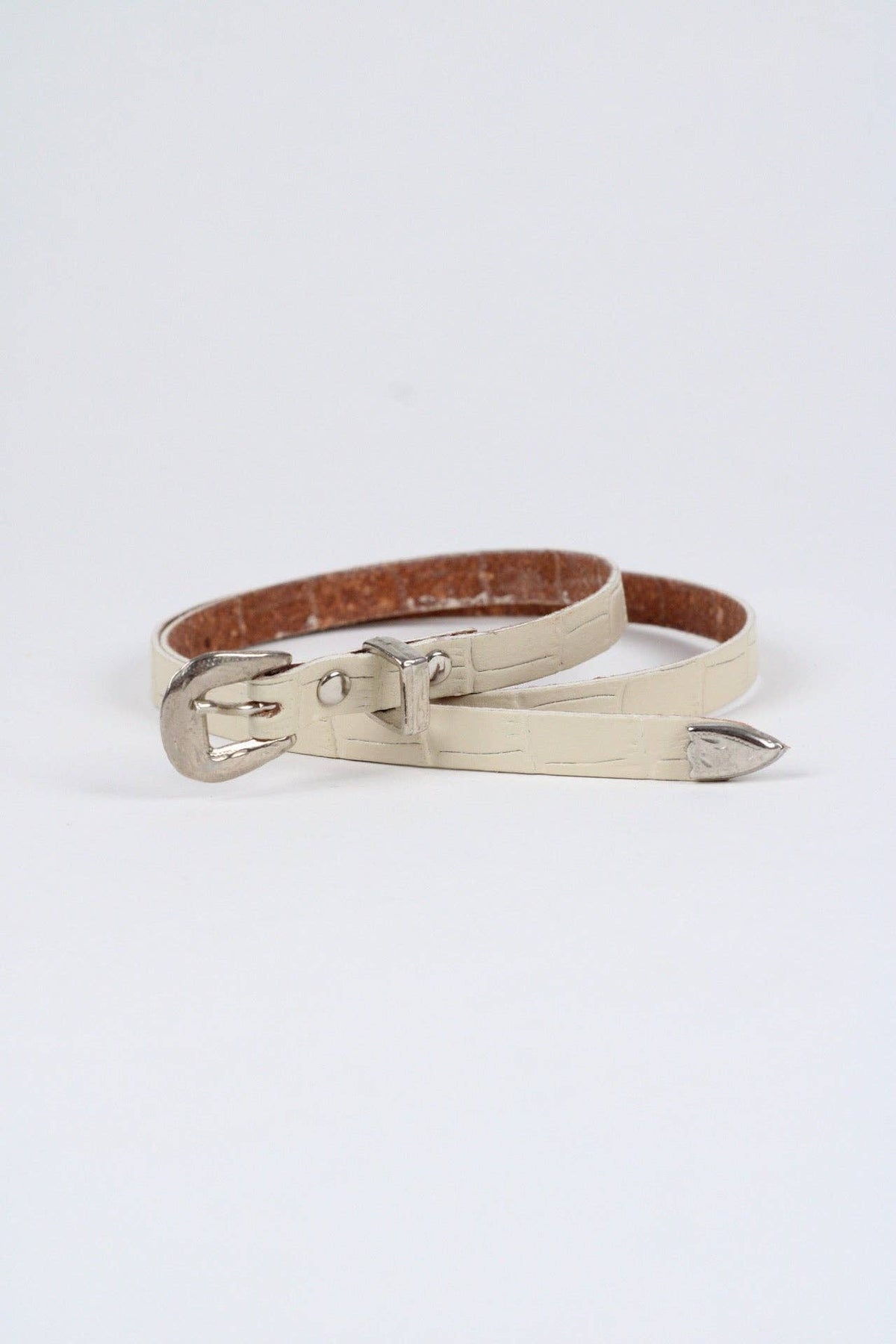 *Crocodile Print Leather Hat Band w/ Buckle Raw