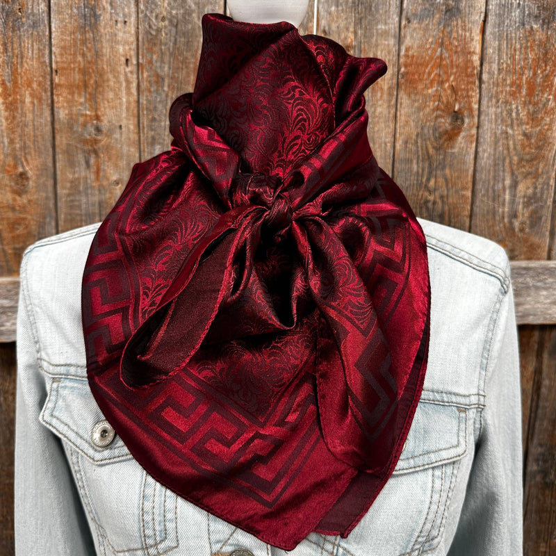 35X35" Burgundy Jacquard Wild Rag / Scarf WR4001