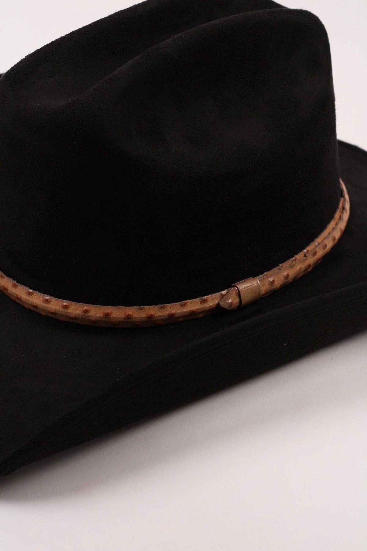 Leather Ostrich Hat Band  / Nude
