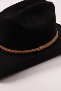 Leather Ostrich Hat Band  / Nude