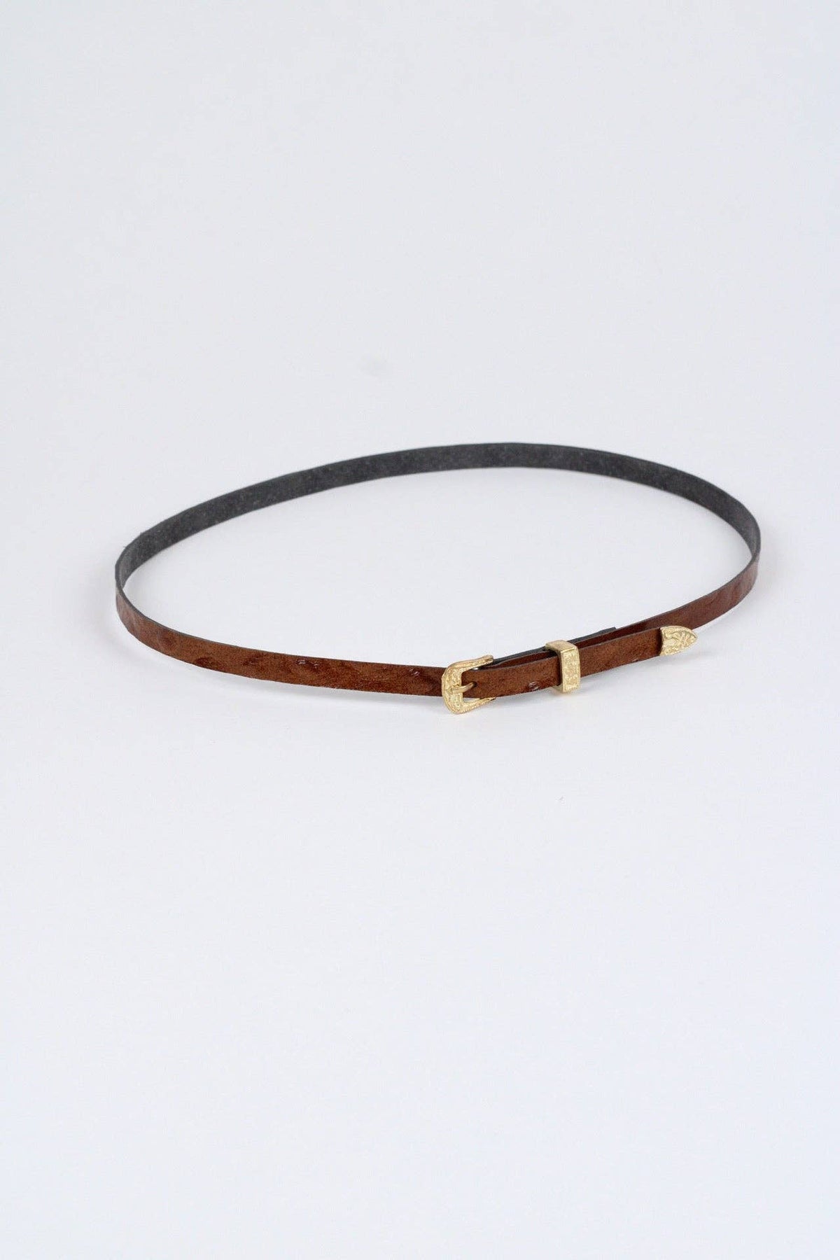 *Ostrich Print Leather Hat Band w/ Buckle