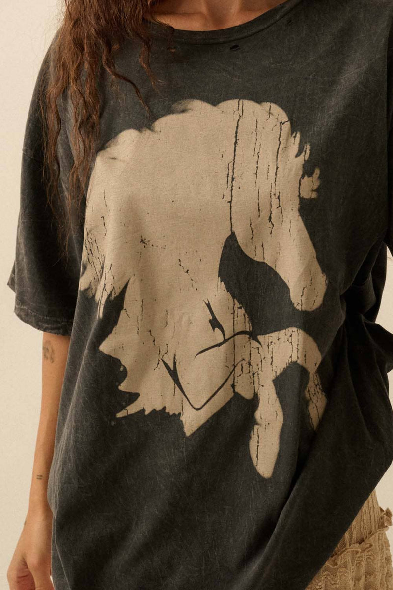 Horse Silhouette Oversize Vintage-Wash Graphic Tee