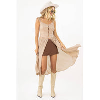 SONORA CHIFFON BUTTON OPEN LONG TANK